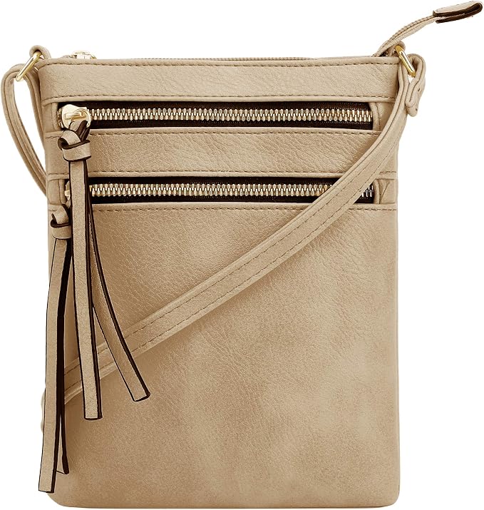 DELUXITY | Crossbody Purse Bag | Functional Multi Pocket Double Zipper Purse | by Deluxity