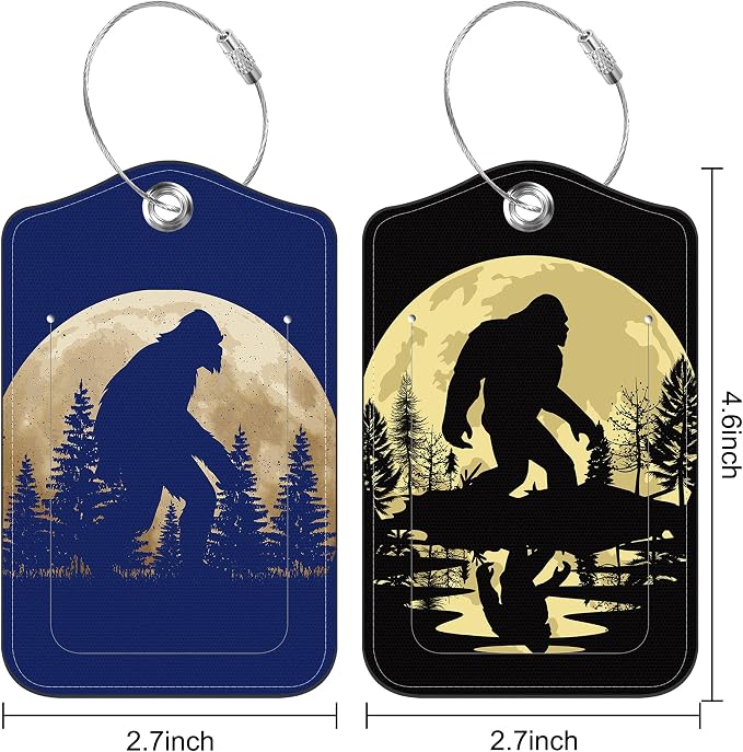 2 Pack Luggage Tag for Suitcase Black Sasquatch Leather Suitcase Tags - Image 2