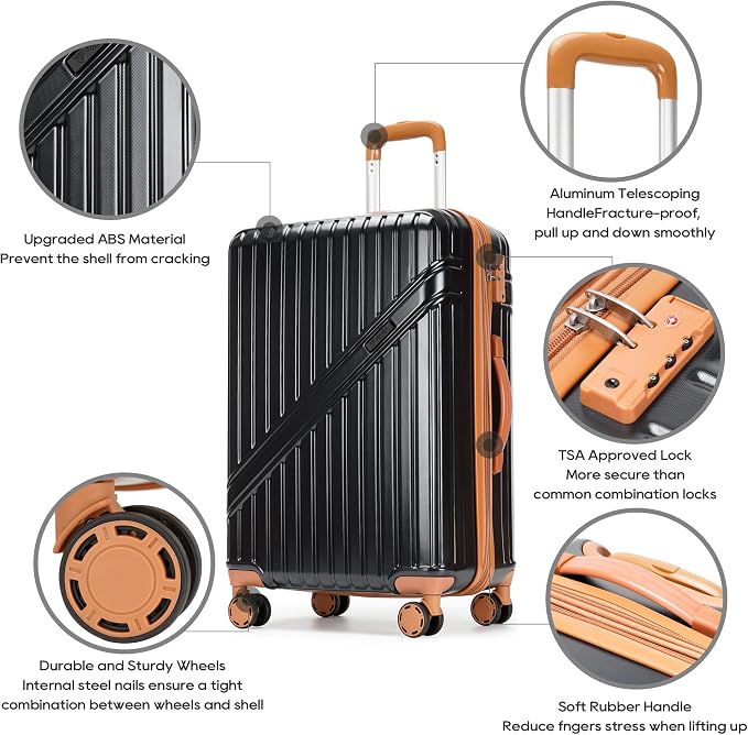 GinzaTravel Luggage Sets 3-Piece Expandable Suitcases - Image 8
