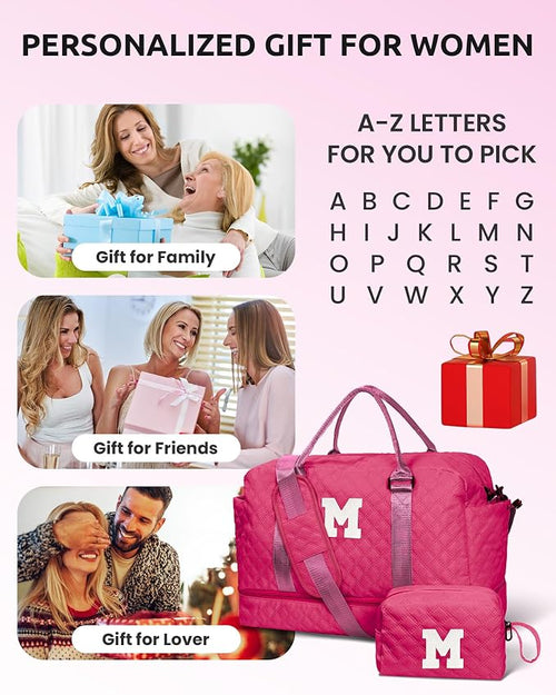 7 8 9 10 11 12 13 14 15 16 Year Old Girl Birthday Gifts-Initial Travel Bag - Image 2