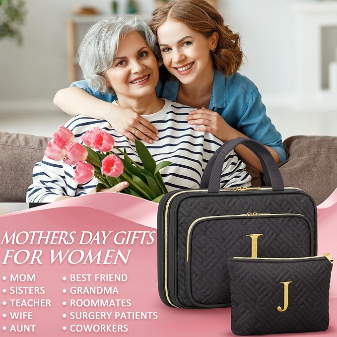 Gifts for Women, Initial Toiletry Makeup Bag Hanging Cosmetic Organizer - Image 8