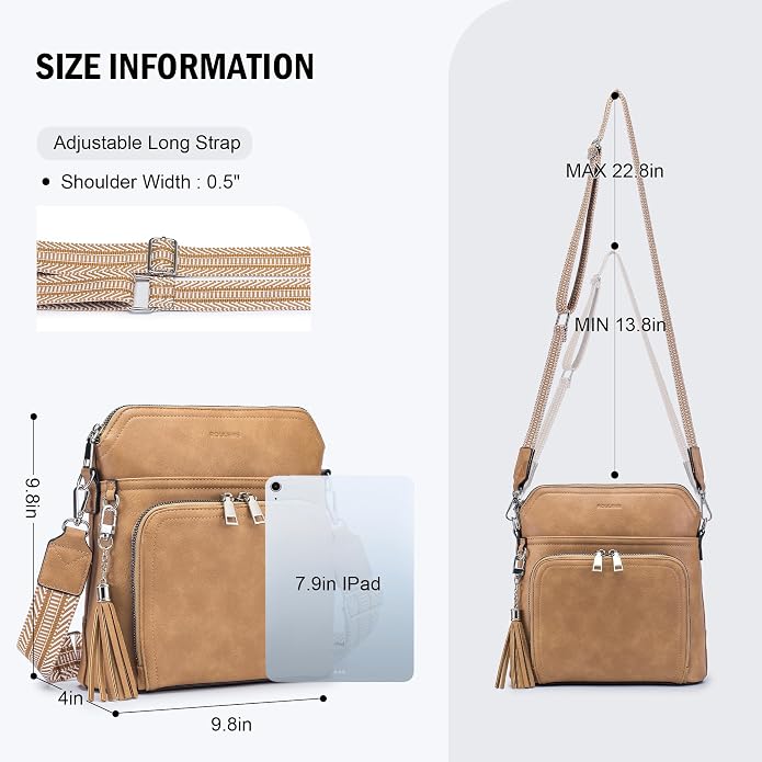 Crossbody Purse for Women, Lightweight Medium Crossbody Bag Soft Leather - Image 3