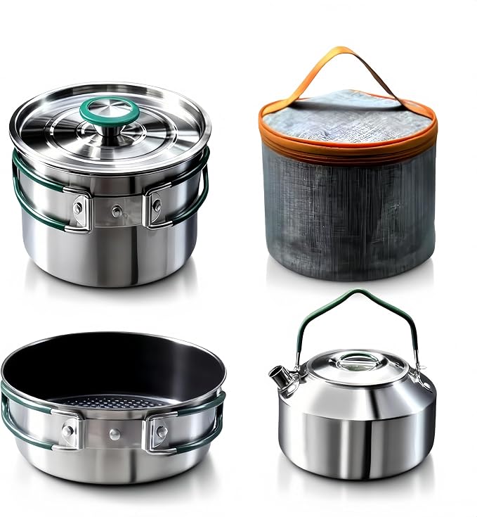 Stainless Steel Camping Cookware, and quick to heat up. Compact camping by longtiming