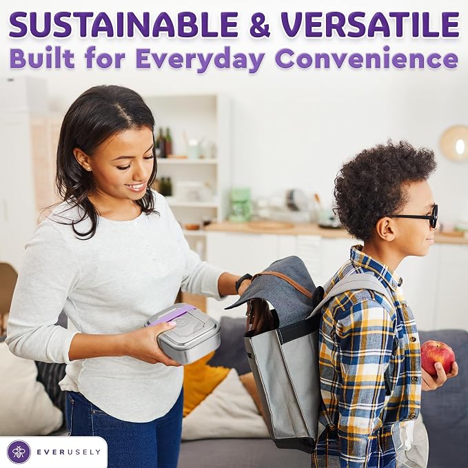 Everusely - Bento Box - Lavender, 37oz / 1.1 L - Stainless Steel Lunch Box - 3 - Image 3
