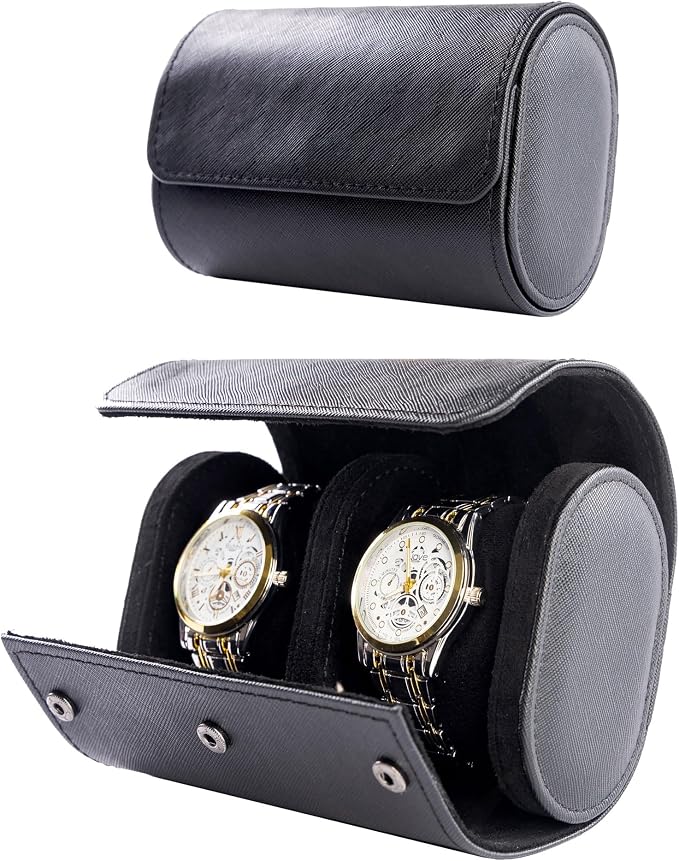 MR.OKAY 2 Watch Travel Case- Classic Leather Watch Case by MR.OKAY