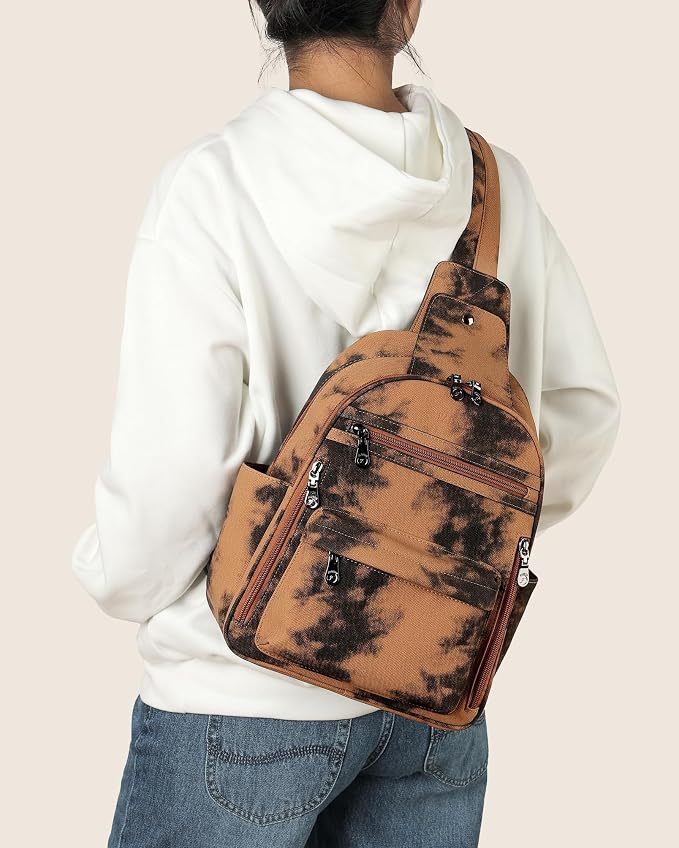 FADEON Large Sling Bag for Women, Leather Crossbody Purse Designer Anti Theft - Image 2