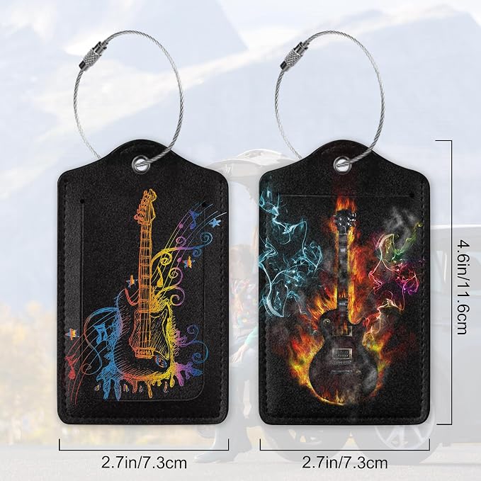 2 Pack Luggage Tags with Colorful Guitar - Image 2