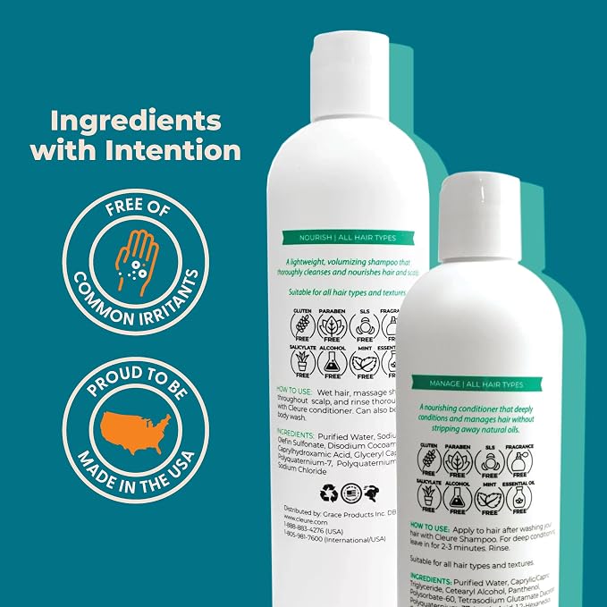 Cleure Shampoo and Conditioner Set Sulfate Free, Fragrance Free - Image 3