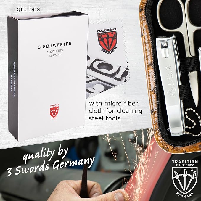 3 Swords Germany – brand quality 8 piece manicure pedicure grooming kit set - Image 6