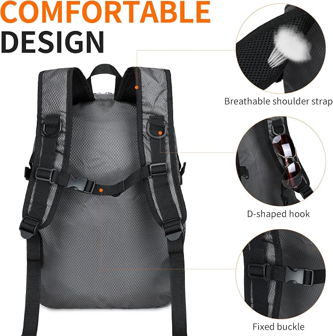 Small Hiking Daypack, 15L Waterproof Hiking Backpack Packable Lightweight - Image 7