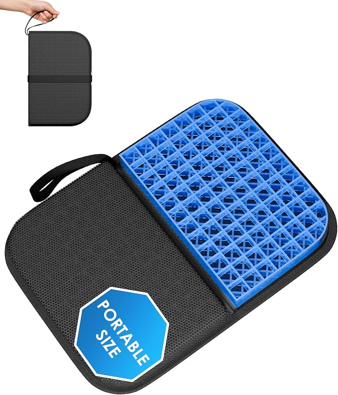 Gel Travel Seat Cushion, Portable Airplane Seat Cushion, 14.5" x 10.5" Thick & by JarryStart