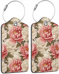 2 Pcs Peony Pink Flowers Retro Luggage Tags, Cruise Luggage Tag by Yashilaiya