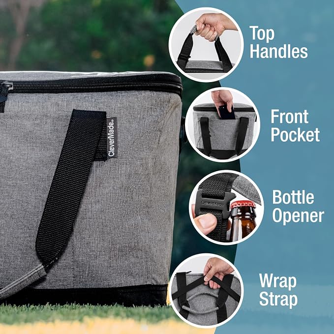 CleverMade Collapsible Insulated Cooler Bag – Leakproof Soft Folding Cooler - Image 3