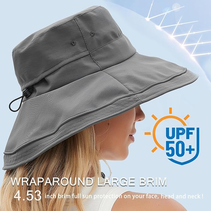 Sun Hats for Women Men UV Protection Wide Brim Bucket Hat - Image 2