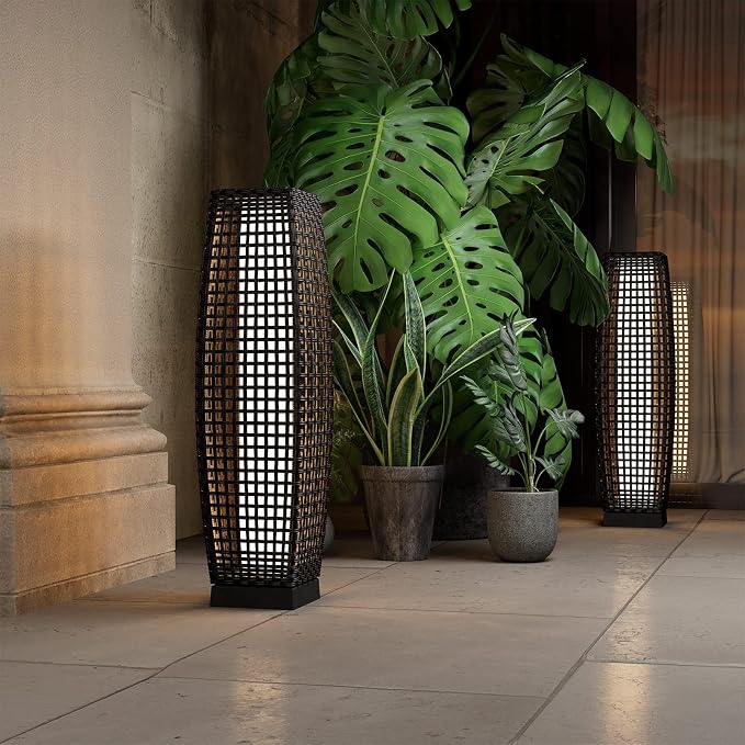 Grand patio 2-Piece Outdoor Floor Lamp Solar Powered Lantern Water-Resistant - Image 2
