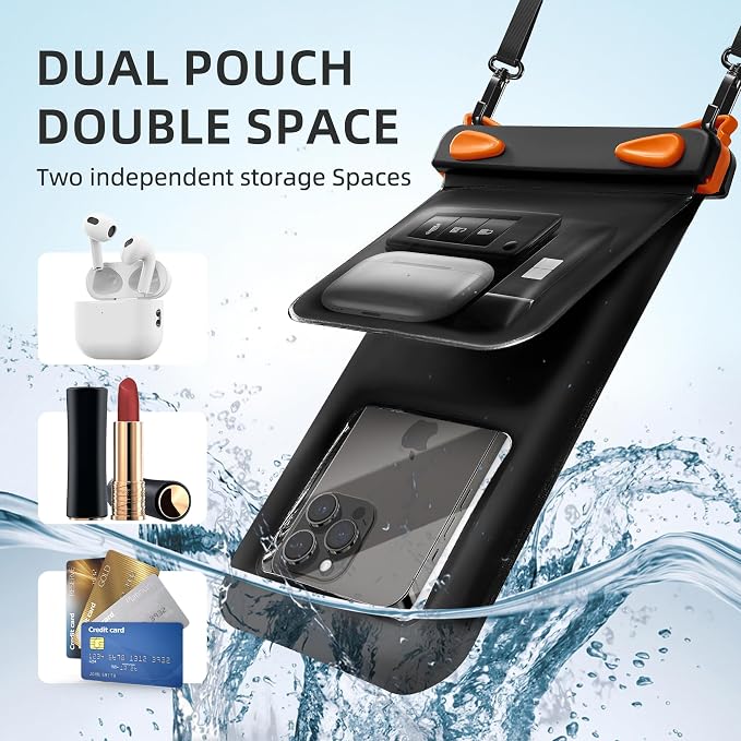 Waterproof Phone Pouch Double Pocket, Floating IPX8 8.5 inch Waterproof Phone - Image 2
