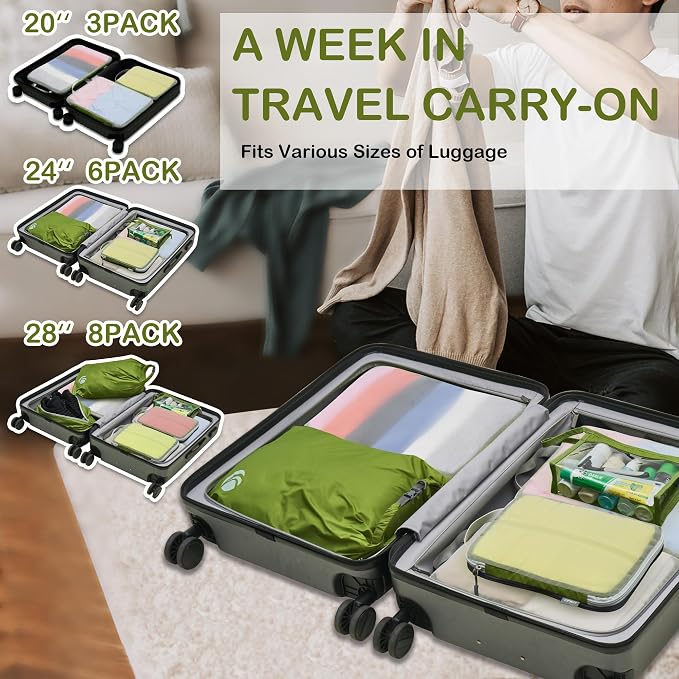 Cipway Compression Packing Cubes, See Through Mesh Luggage Organizer Bags - Image 7