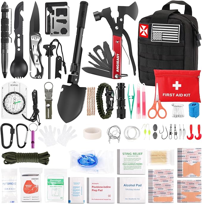 Survival Kit 256 in 1, First Aid Kit Survival Gear Tools Trauma Kit by Angieast