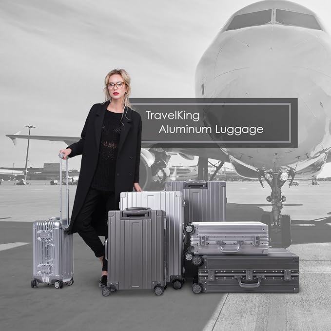 TRAVELKING All Aluminum Carry On Luggage Zipperless Hard Shell Luggage Case - Image 7