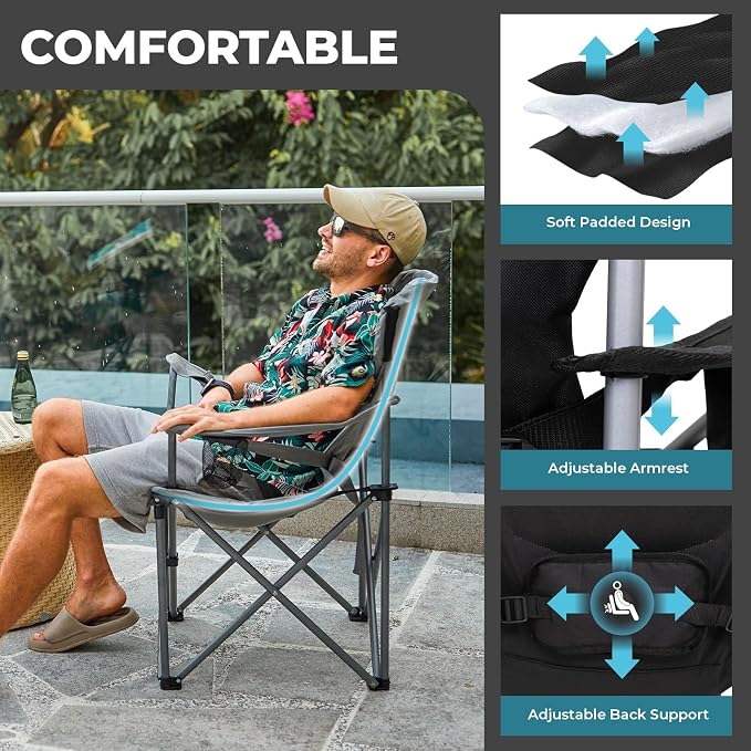 FUNDANGO Folding Camping Chair Heavy Duty, 2 Pack Oversized 440 Lbs Support - Image 3