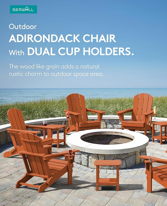 SERWALL Adirondack Chair with Cup Holders - Image 9