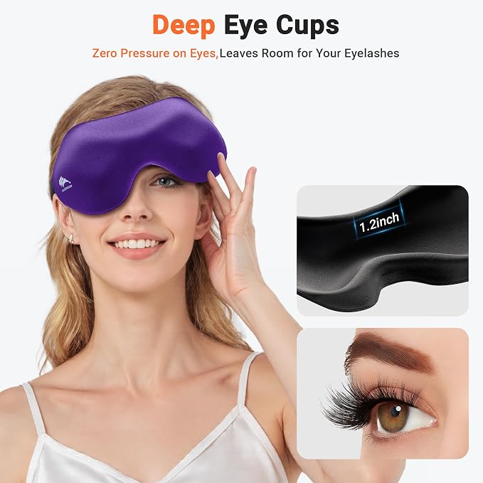 100% Blackout Eye Masks for Sleep: 3D Contoured Zero Eye Pressure Sleeping Mask - Image 4