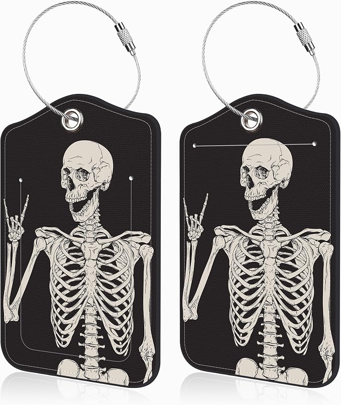 2 Pcs Rock and Roll Skull Luggage Tags by Unknown