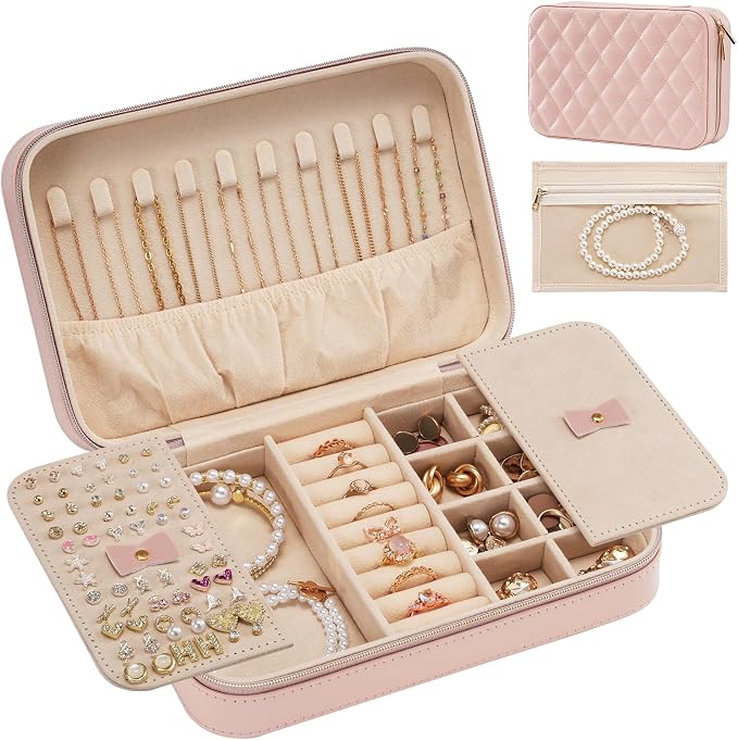 Lolalet Travel Jewelry Case for Women Girls, Travel Jewelry Organizer Box by Lolalet