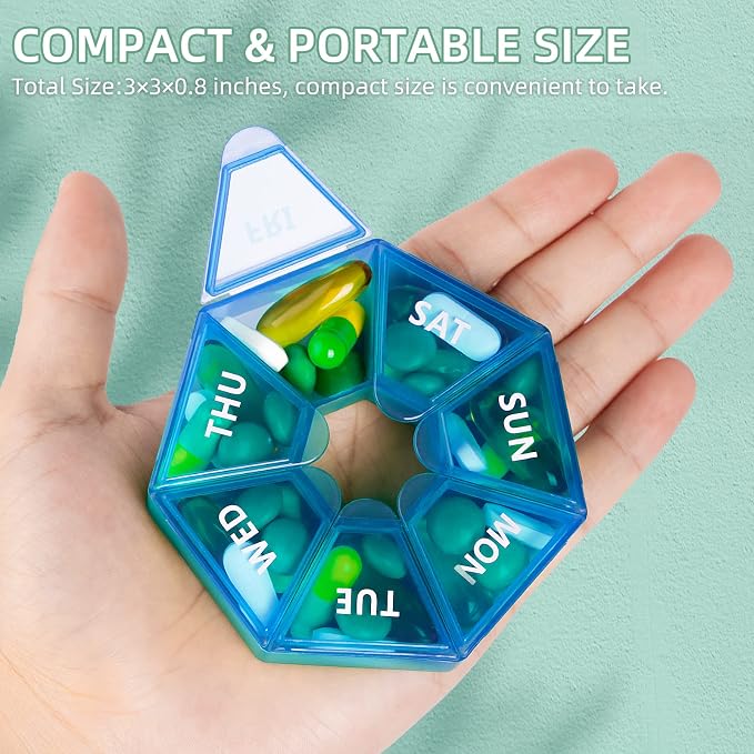 Weekly Pill Organizer, 2 Pack Portable Pill Box Medicine case 6 Colors New - Image 7