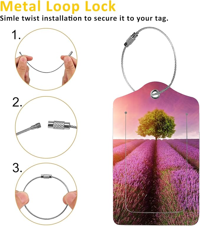 2 Pack Luggage Tags for Suitcases, Stunning Lavender Field Luggage Tag - Image 3