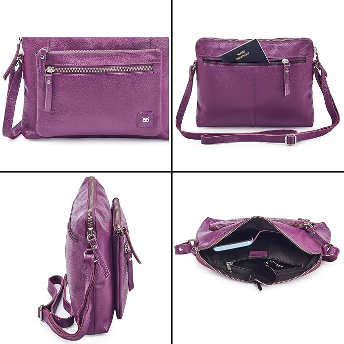 Wise Owl Accessories Small Soft Pebbled Real Leather Crossbody Handbags Purses - Image 5