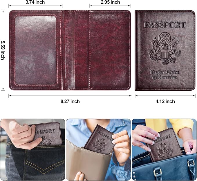 Passport Holder with Vaccine Card Slot Combo, Passport Wallet/ Cover/ Case - Image 3