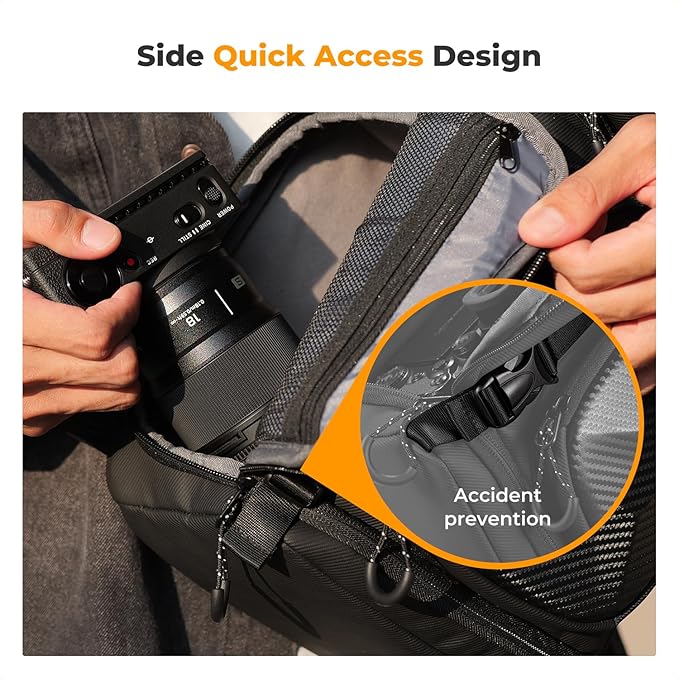 K&F CONCEPT Camera Sling Bag Crossbody Bag Hardshell Camera Shoulder Backpack - Image 6