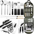 Portable Camping Kitchen Utensil Set-27 Piece Cookware Kit, Stainless Steel by Freehiker