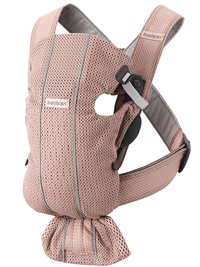 BabyBjörn Baby Carrier Mini, 3D Mesh, Dusty Pink | Newborn Carrier, Easy-to-Use by BabyBj%C3%B6rn