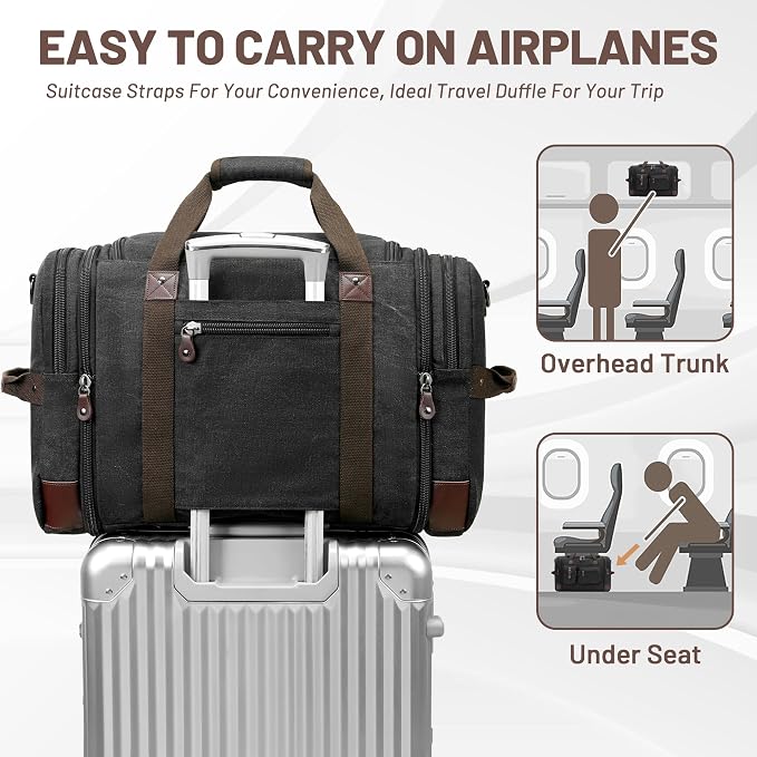 Travel Duffle Bag for Men, Heavy Duty Canvas Duffle Bag, Carryon Bags for - Image 6