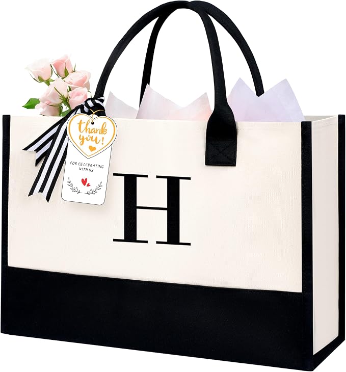 BAGAIL Initial Tote Bag, Personalized Birthday Gifts by BAGAIL