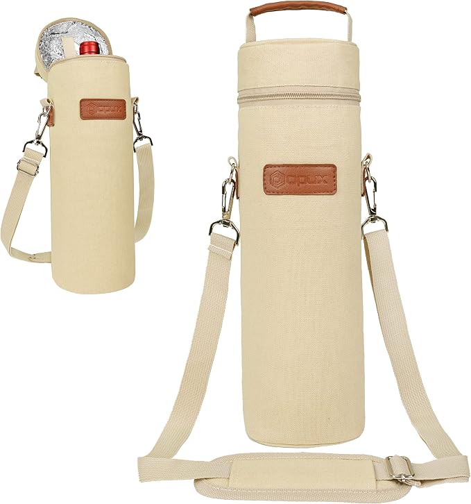 opux Wine Bag Single Bottle Carrier Tote, Insulated Wine Cooler Bag by OPUX