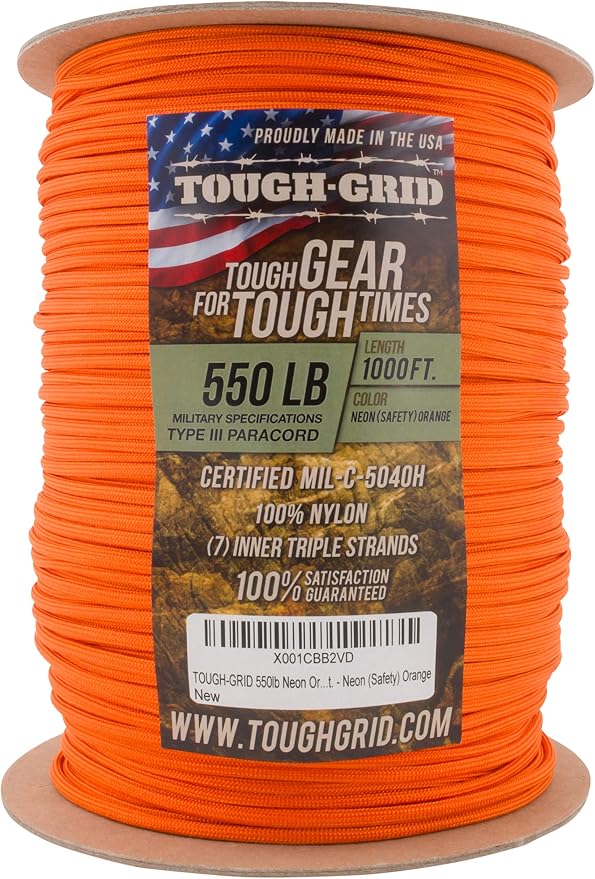 TOUGH-GRID 550 Paracord Rope Nylon Parachute Cord, Made in USA Survival Kit - Image 3