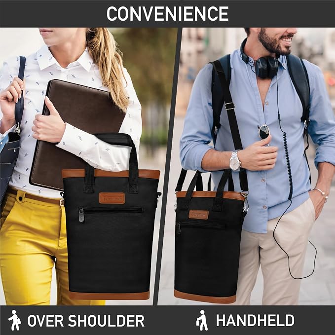 opux Two Bottle Wine Bag Carrier Tote, Insulated Leakproof 2 Bottle Wine Cooler - Image 7