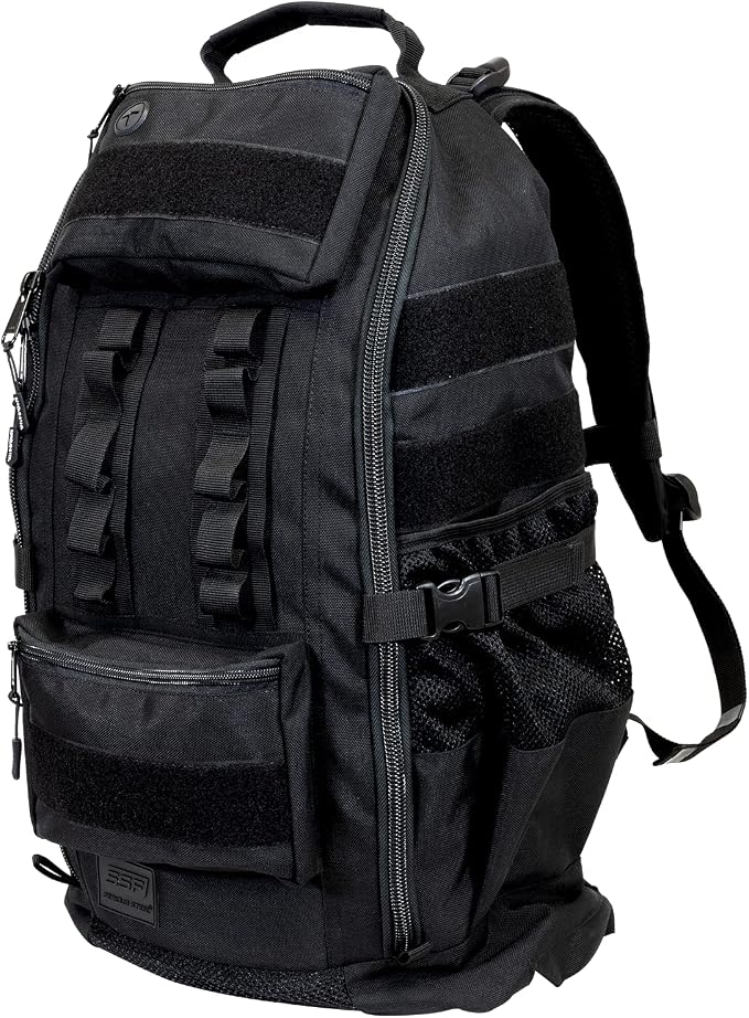 SERIOUS STEEL FITNESS Tactical Backpack and Gym Bag 1000D Nylon Black by SeriousSteelFitness