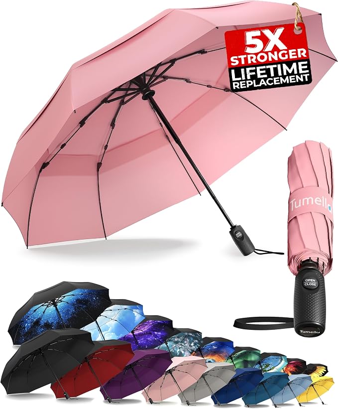 TUMELLA Strongest Windproof Travel Umbrella, Small Strong but Light Portable by Tumella