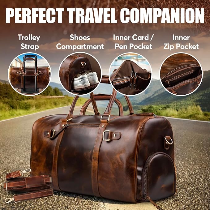 ELIZO Personalized Leather Duffle Bag - Image 3