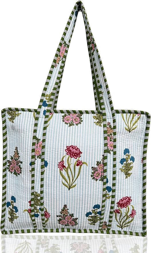 Cotton Quilted Tote Bag for Women – Large Beach & Travel Tote by ThirdEyeExport