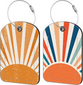 Orange Sun Print Boho Luggage Tag by iapodiad