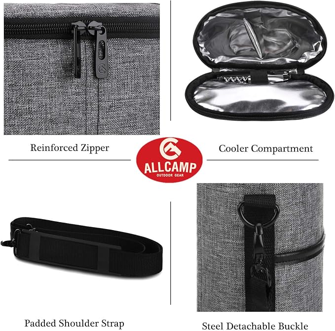 ALLCAMP 2 Bottle Wine Tote Carrier - Image 3