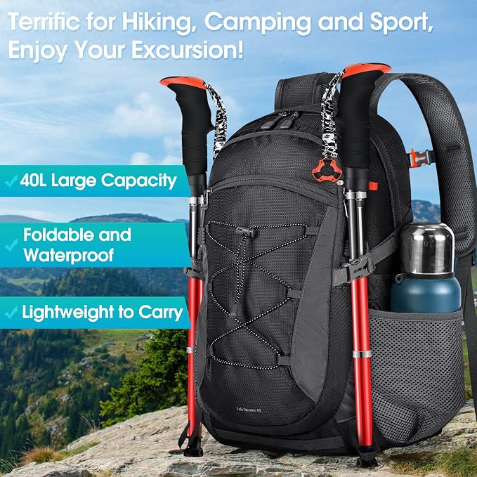 RAINSMORE Hiking Backpack 40L Waterproof Camping Backpack Lightweight Packable - Image 5
