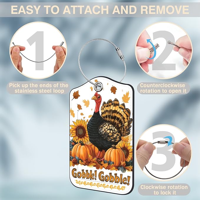 2 Pack Autumn Turkey and Pumpkin Luggage Tags - Image 4