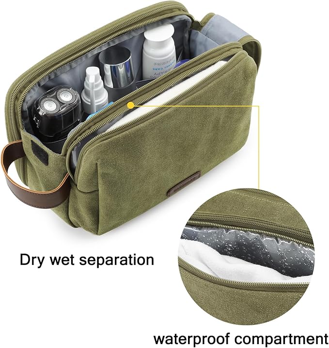 BAGSMART Toiletry Bag for Men, Canvas Travel Toiletry Organizer Dopp Kit - Image 3