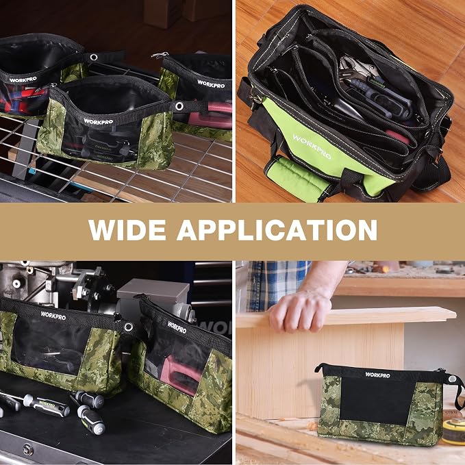 WORKPRO 12" Tool Pouches with Zipper, Heavy-Duty Small Tool Bag, Utility Small - Image 6